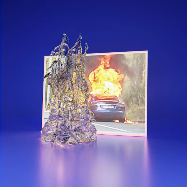 Bilde av en Brennende Tesla